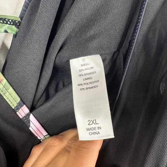 NWOT Black One Piece Floral Strappy Back Mesh Swimsuit - Picture 10 of 12